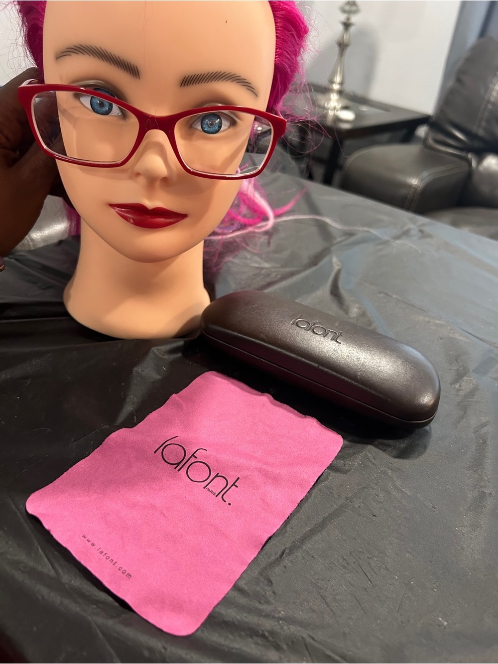 Lafont Women's Red Rectangle Eyeglasses includes case and duster-rare find
